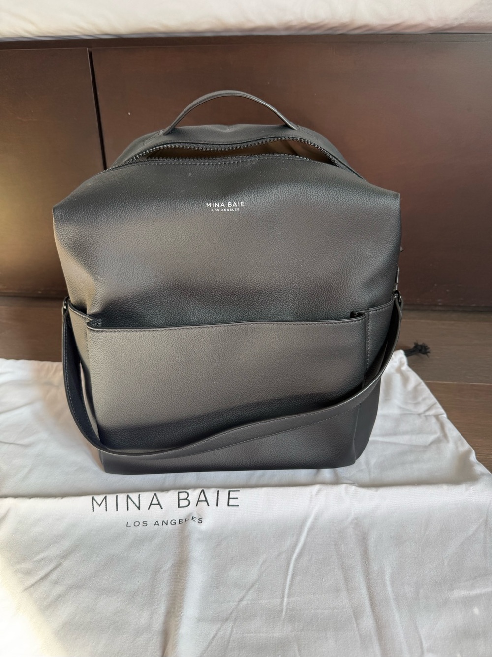 Mina Baie Stevie Midi Vegan Leather (black on black) like new!!